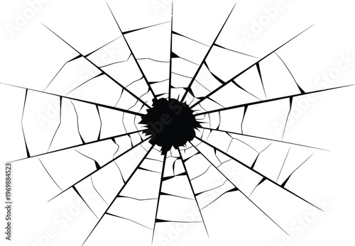 Cracked Glass Radial Pattern On White Keywords: crack, broken, glass, shatter, impact, damage