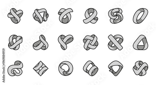 Mobius strip collection. Geometric shapes.