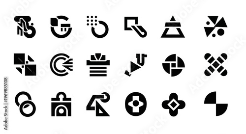 Set of abstract geometric vector logos. Design elements.