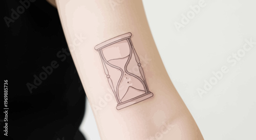 Minimalist Hourglass Tattoo on Arm - Time Passing Concept