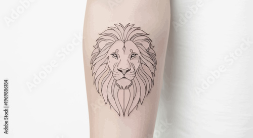 Minimalist Lion Head Tattoo Design - Geometric and Outline Style