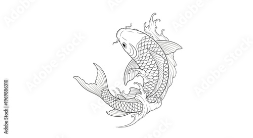 Elegant Koi Fish Illustration - Japanese Art Style