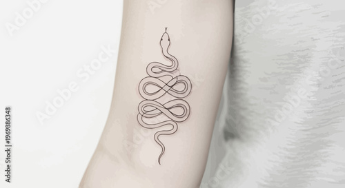 Minimalist Snake Tattoo Design on Arm - Fine Line Art