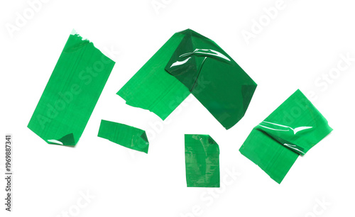 Strips of green adhesive ta...