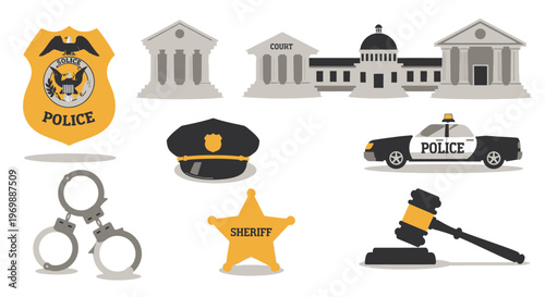 Police badge and law enforcement tools.