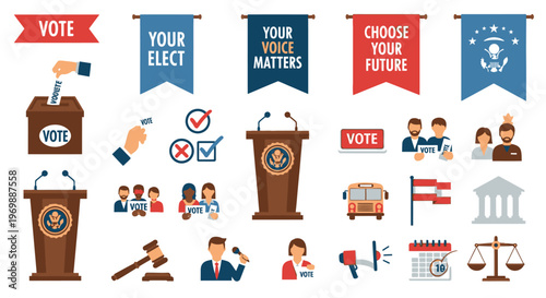 Voting and Democracy Election Icons.