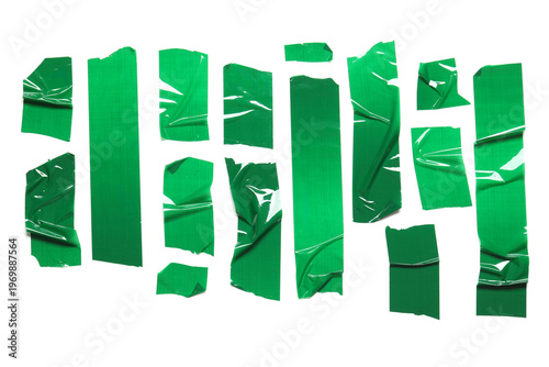 Many strips of green adhesi...