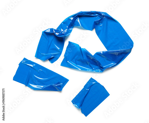 Strips of blue adhesive tap...