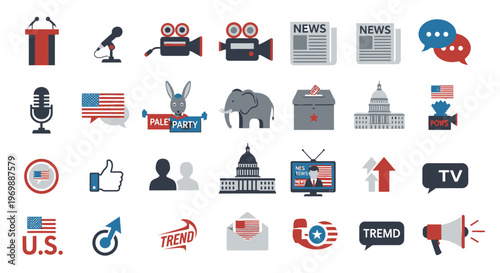 American politics media icons symbols.