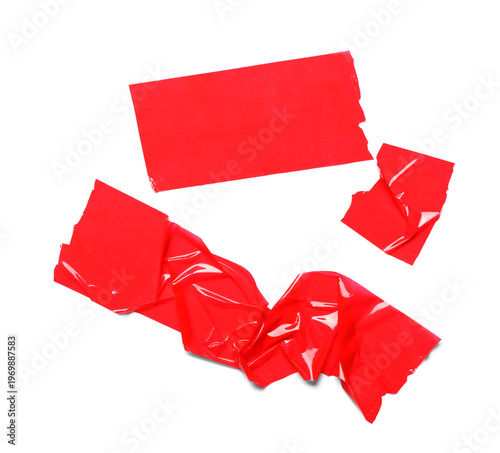 Strips of red adhesive tape...