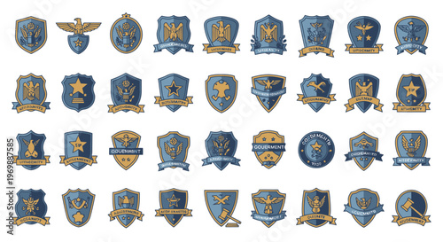 Police Department Shoulder Badges Collection.