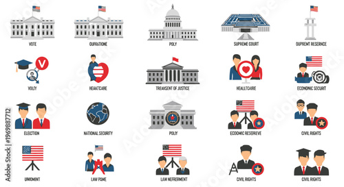 American Educational Icons and Symbols.