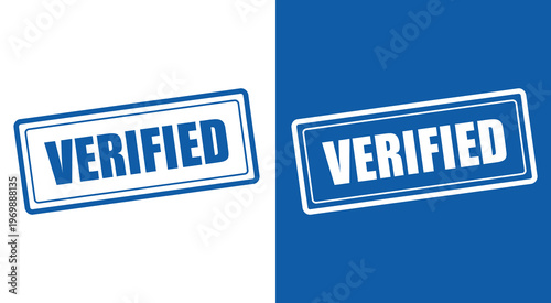 Blue Verified Quality Control Rubber Stamp Icons