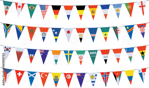 Garlands with pennants in the colors of the participating teams	
