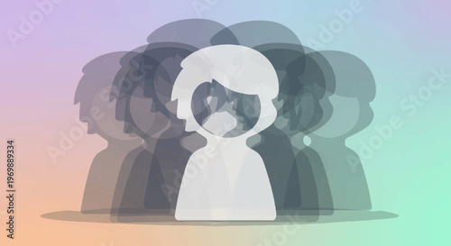 A visual exploration of individual identity within a group, symbolizing self-discovery, belonging, and the complexities of standing out or fitting in within a social collective