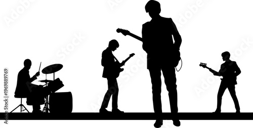 Silhouetted rock band on stage