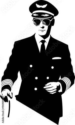 Pilot captain silhouette in uniform