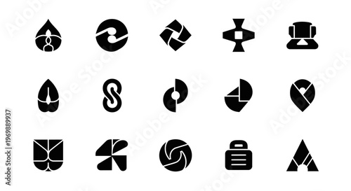 Abstract geometric icons set, logo design elements