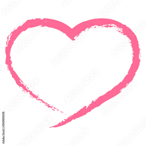 かすれブラシで描いたピンクのハートフレーム ベクター素材