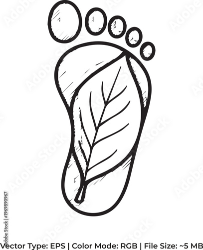 Low Carbon Footprint Doodle - Minimalist Environmental Impact Illustration