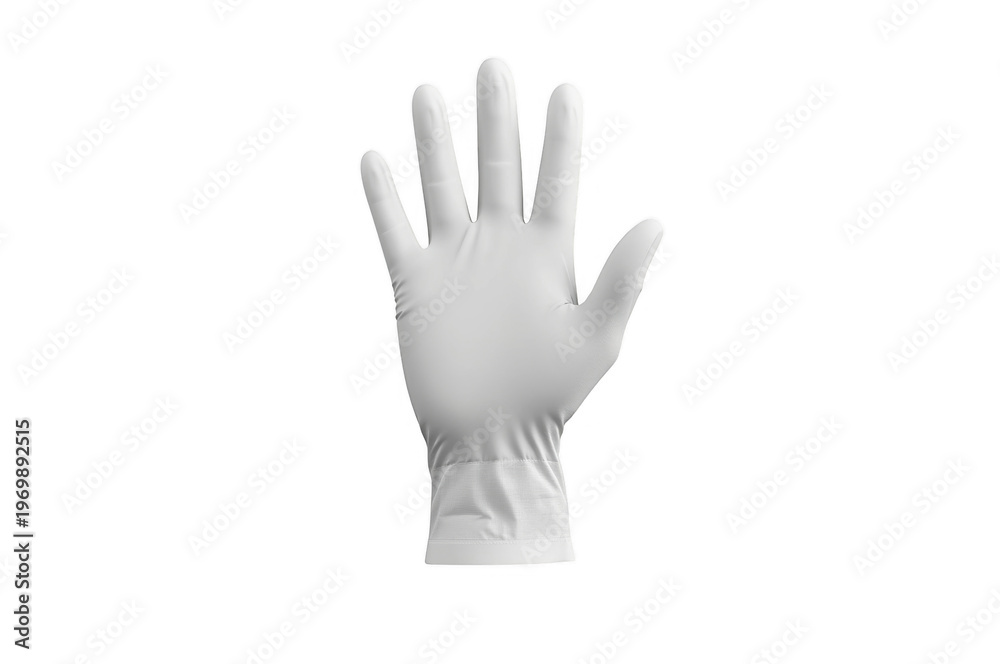 Obraz premium Hand wearing white medical glove raising five fingers