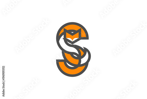 Letter S Fox Logo, Fox with Letter S combination, Fox Logo Design, vector illustration