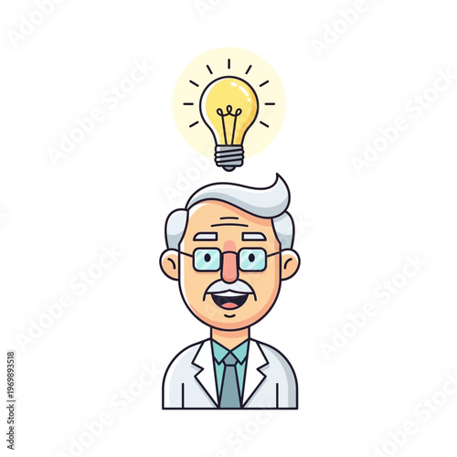 Scientist With Light Bulb Idea