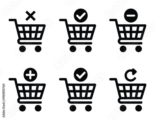 Set of Shopping Cart with Various Actions