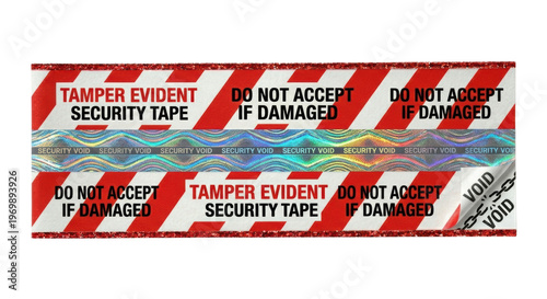 Tableau sur toile Tamper evident security tape with hologram on transparent background