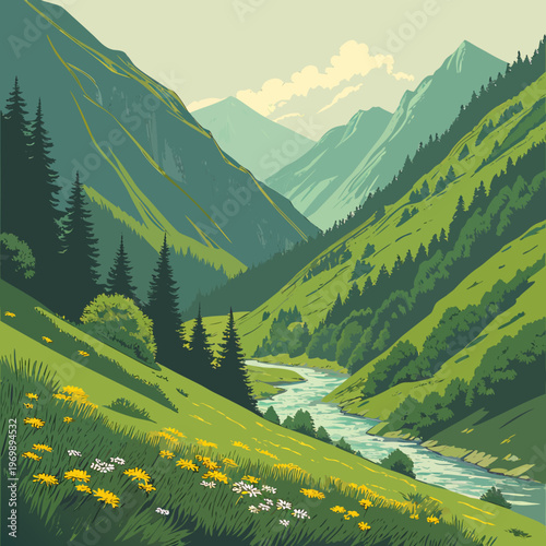 Green Mountain Range Valley