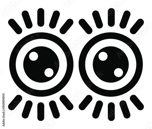 Whimsical Black and White Cartoon Eyes with Eyelashes
