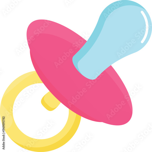 A pacifier featuring a combination of pink and blue colors, ideal for comforting babies.