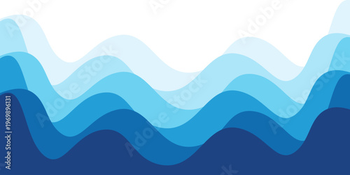 Sea waves layered vector background illustration and sea beach vector illustration.