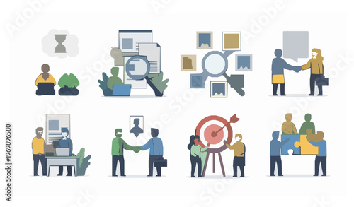 Headhunting recruitment hiring concept flat vector illustration