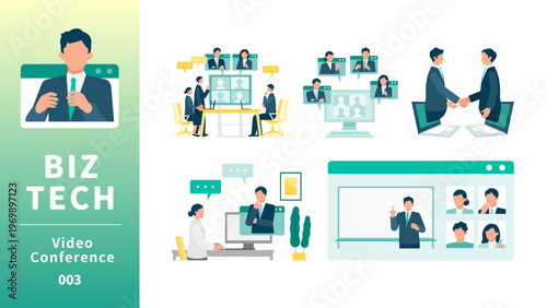 Diverse male and female professionals engaged in a video conference call for remote business meeting and online consultation showcasing hybrid work culture and effective digital communication tools