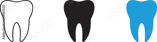 Flat vector tooth icon for dental care and healthy teeth isolated on a white background.