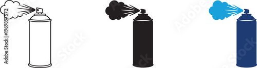 Flat vector spray bottle icon isolated on white background for cleaning or aerosol product design.