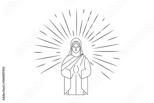 God, Jesus Christ, grace, ascension concept. Hand drawn isolated vector