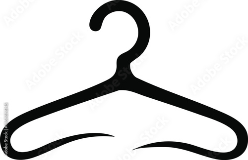 Black plastic clothes hanger icon simple vector illustration for wardrobe organization and retail display isolated on white background