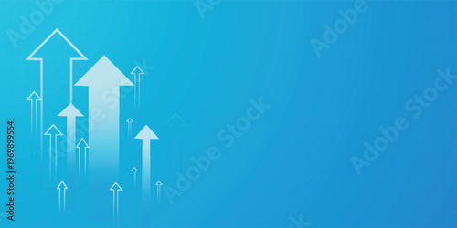 Collection of arrows pointing up trend on light blue background showing the business  finance  and stock market concepts. Arrows vector and illustration