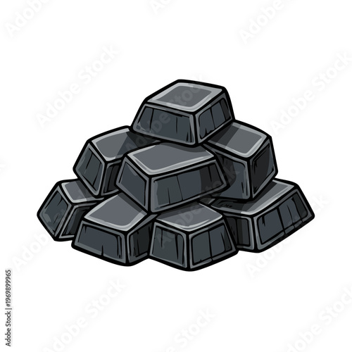 Pile of Shiny Metal Ingots in a Rough Heap Artistic Illustration