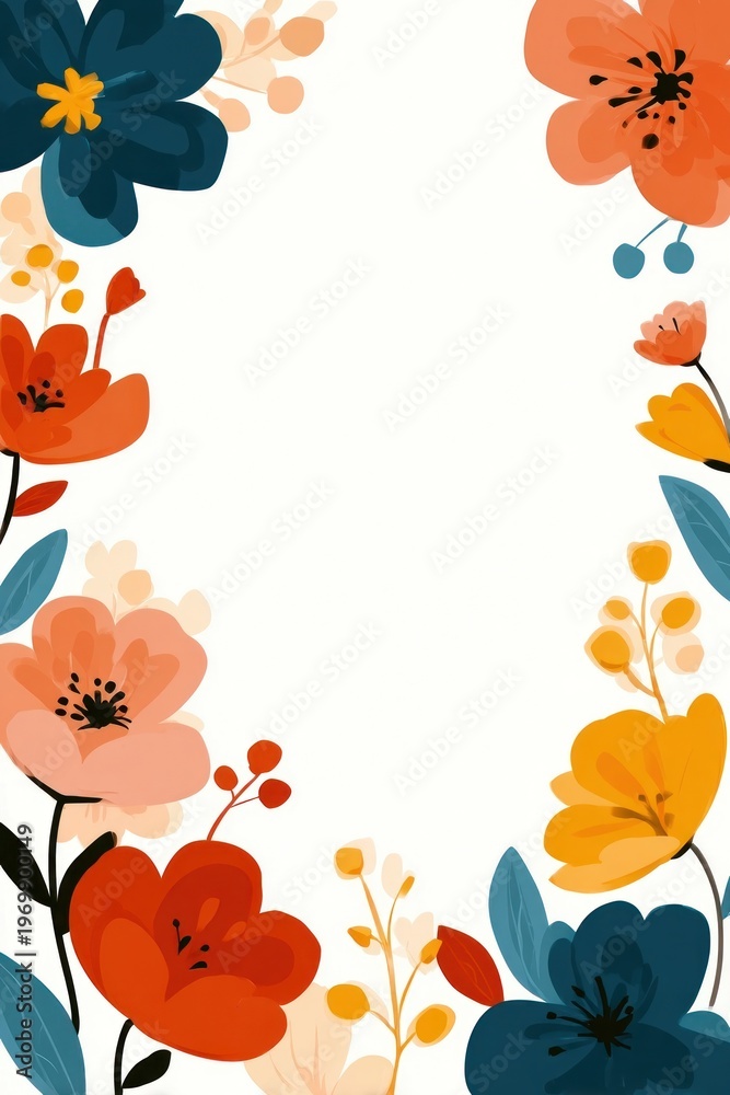 Obraz premium Vibrant floral border illustration