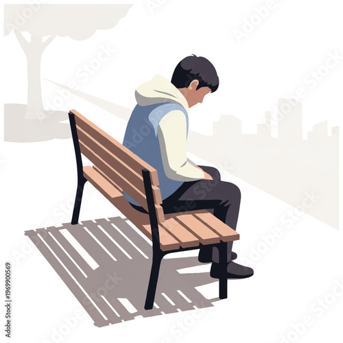 Man Sitting Alone on a Bench 1.