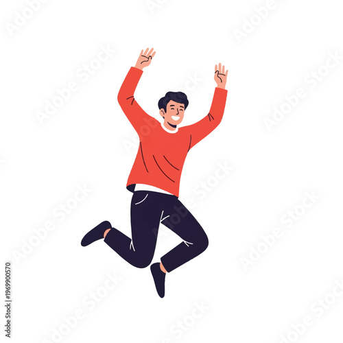 Man Jumping in the Air with Joy.