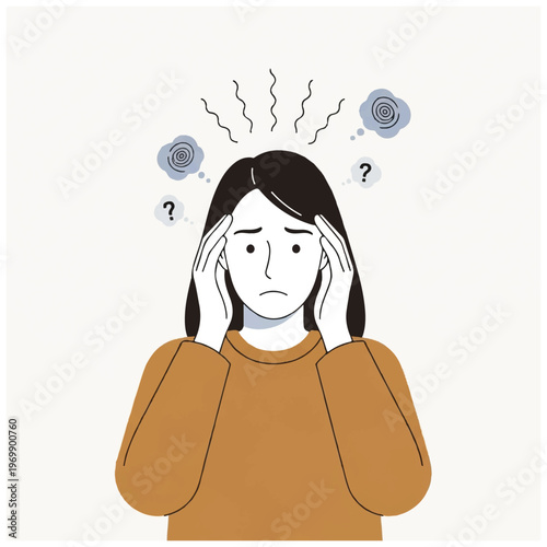 Woman with Pigtails Experiencing Mental Distress.