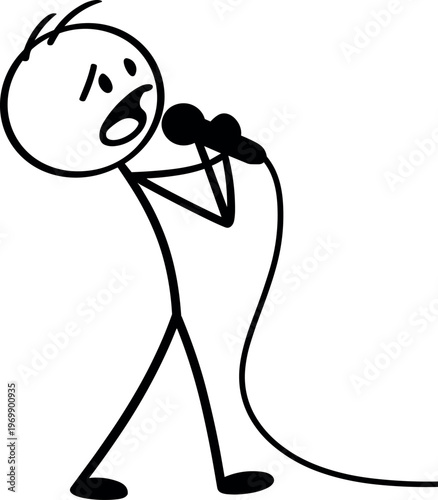 stick figure singing into microphone