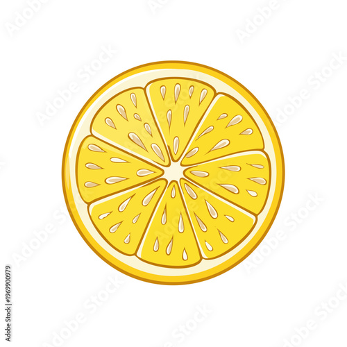 Fresh Sliced Yellow Lemon Citrus Fruit with Juicy Pulp and Seeds