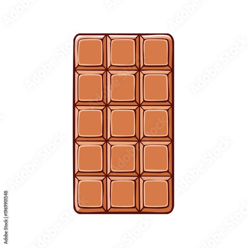 Illustration of a rectangular milk chocolate bar divided into squares