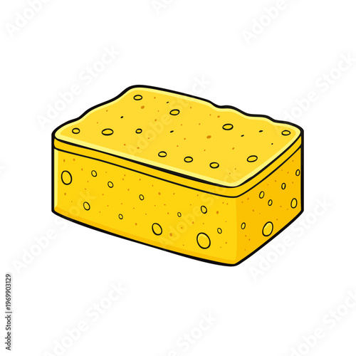 Yellow Household Sponge for Cleaning and Scrubbing