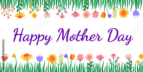 Happy Mother day with flower background, banner, card or poster design template is observed every year during May, to raise awareness about the mission.